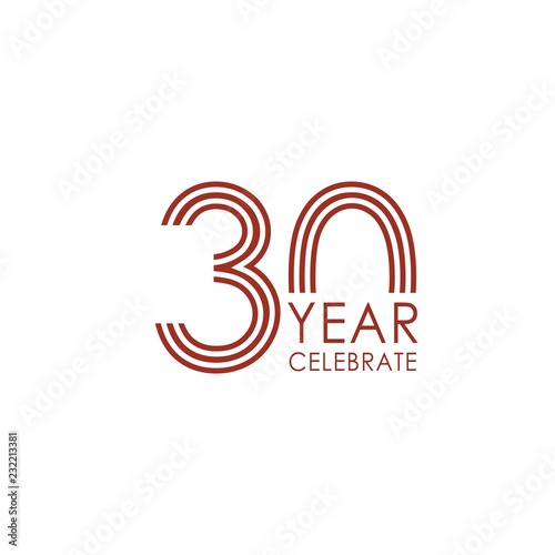 30 Year Anniversary Vector Template Design Illustration