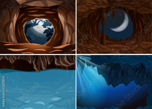 Set of inside cave scene
