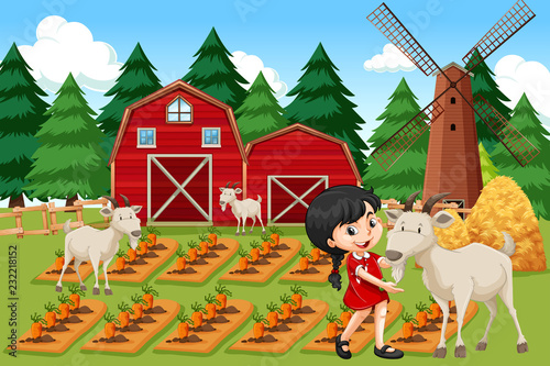 A girl at farmland