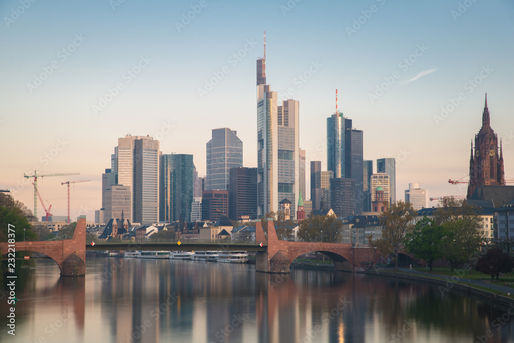 Fototapeta Skyline of Frankfurt city in Germany. Frankfurt is financial center city of Germany..