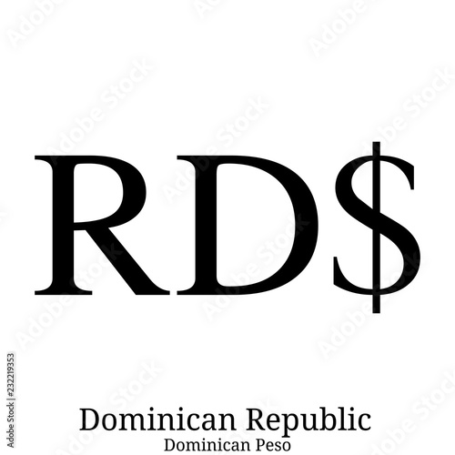 Black  Dominican Peso currency symbol isolated on white background