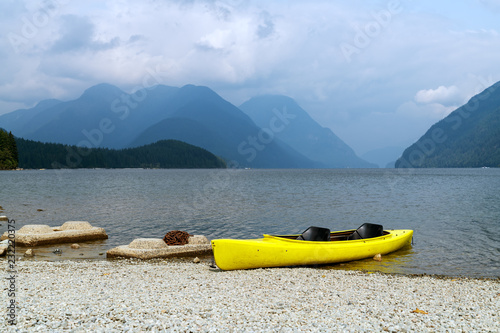 Autumn is coming to Alouette Lake in Golden Ears Provincial Park in the Coastal Mountain Range in British Columbia, Canada