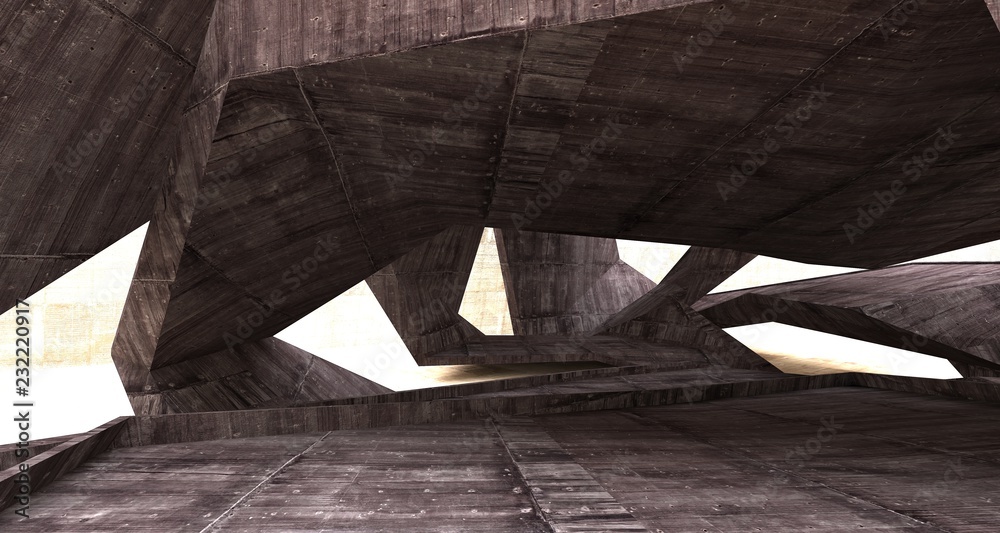 Abstract white and concrete interior. 3D illustration and rendering. Abstract white and concrete interior. 3D illustration and rendering.