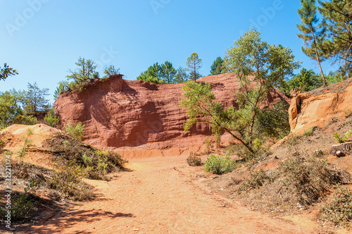 Panoramic view of the ocher lands in the Rustrel nature park