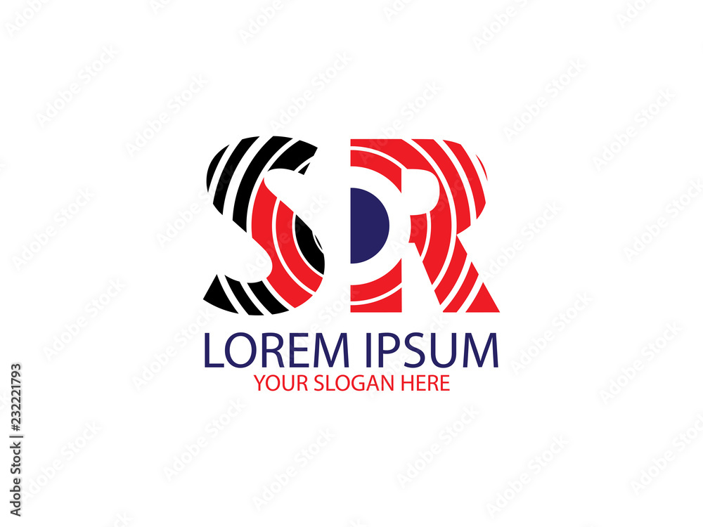 Fototapeta premium letter S and R logo circle line and combination