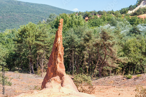 Panoramic view of the ocher lands in the Rustrel nature park
