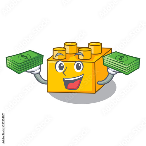 With money building Blocks tyos Isolated on cartoon photo