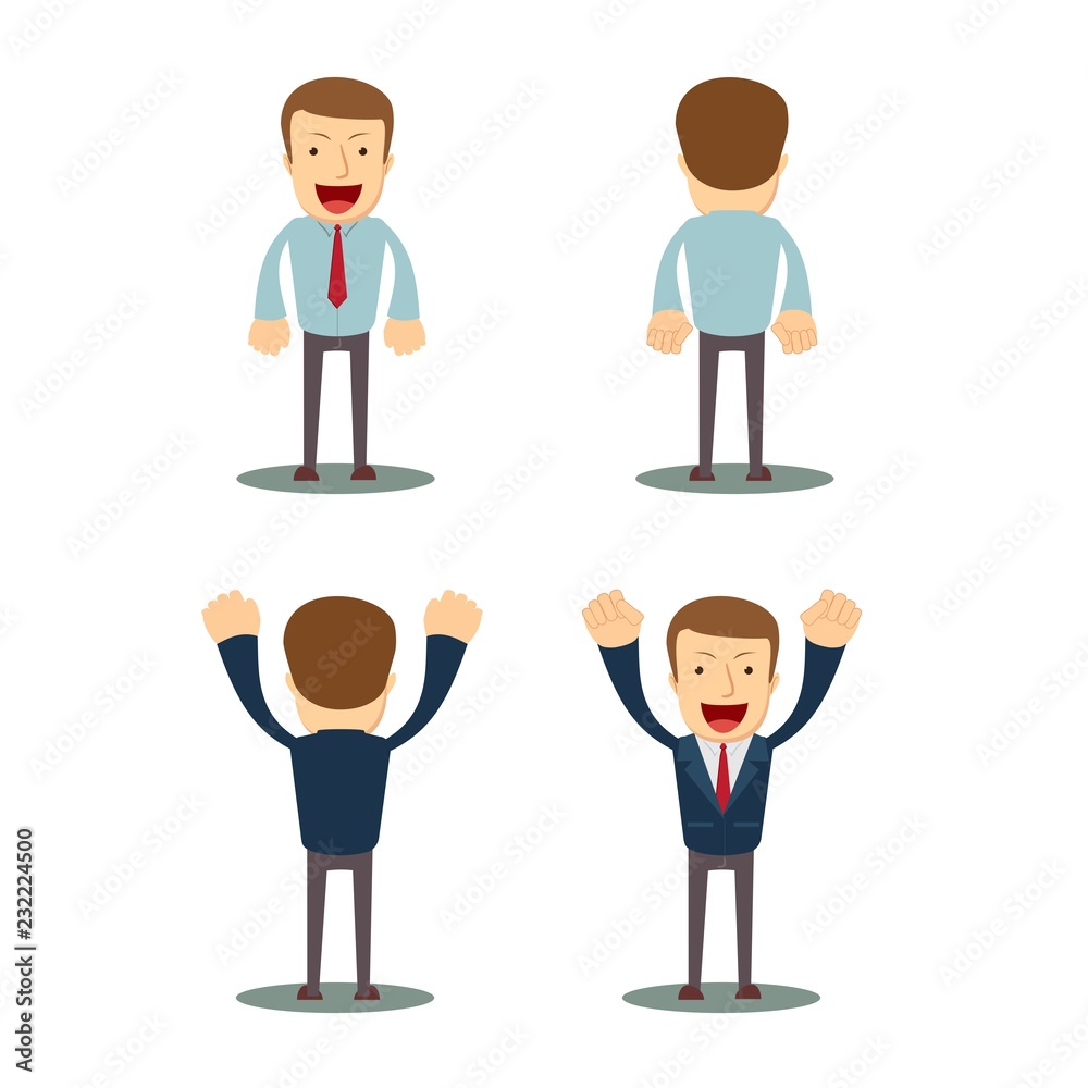 businessman front view back view. Stock flat vector illustration. businessman front view back view. Stock flat vector illustration.