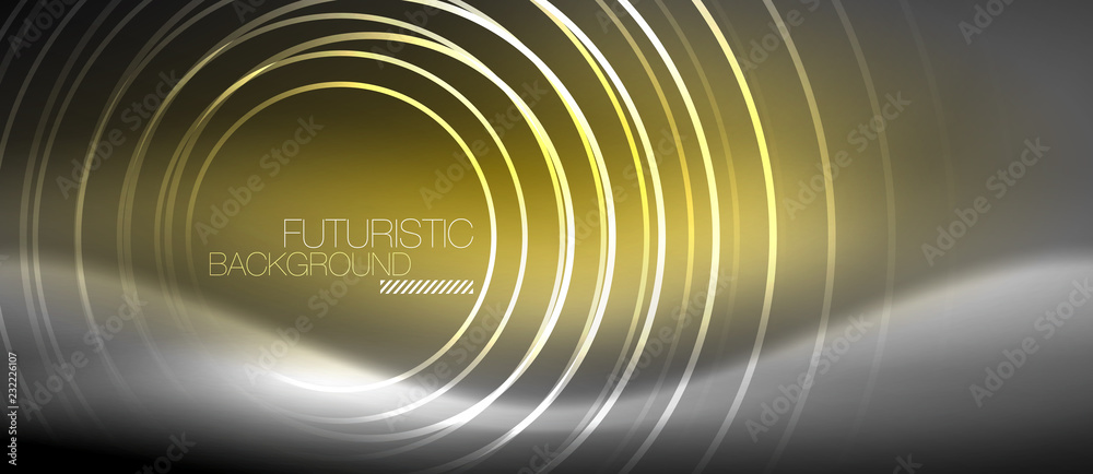Neon circles abstract background, shiny lines Neon circles abstract background, shiny lines