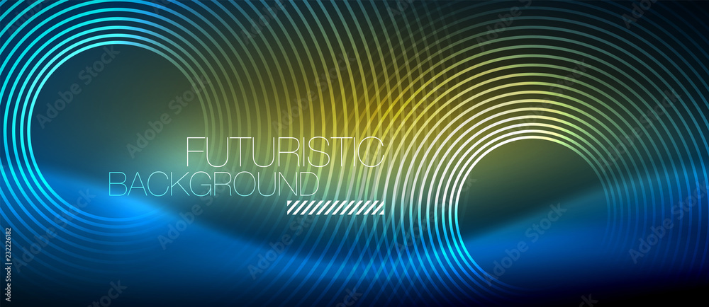 Neon glowing circles background Neon glowing circles background