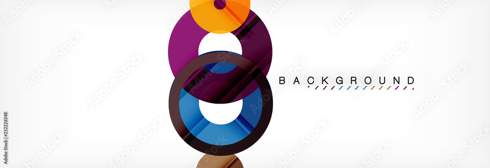 Colorful rings on grey background, modern geometric pattern design. Vector business or technology presentation design template, brochure or flyer pattern, or geometric web banner Colorful rings on grey background, modern geometric pattern design. Vector business or technology presentation design template, brochure or flyer pattern, or geometric web banner