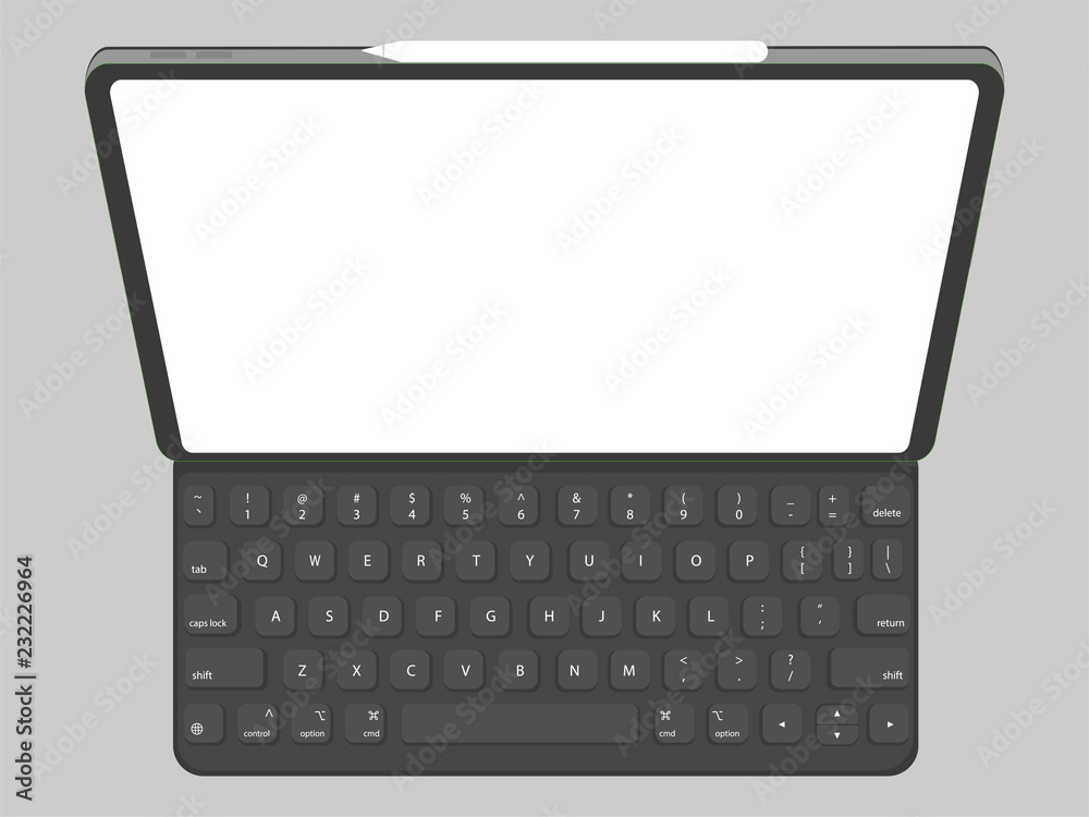 new powerful tablet new design advance technology with high resolution display, pencil and smart keyboard, liquid retina display, business device, tablet, screen, future technology, flat vector. new powerful tablet new design advance technology with high resolution display, pencil and smart keyboard, liquid retina display, business device, tablet, screen, future technology, flat vector.