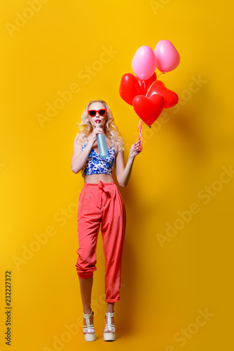 woman and balloons