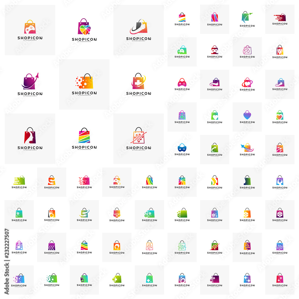 Fototapeta premium Collection of Shop Logo Template Design Vector concept