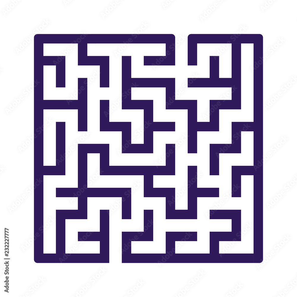 Abstract square maze. Game for kids. Puzzle for children. One entrance, one exit. Labyrinth conundrum. Flat vector illustration isolated on white background. Abstract square maze. Game for kids. Puzzle for children. One entrance, one exit. Labyrinth conundrum. Flat vector illustration isolated on white background.