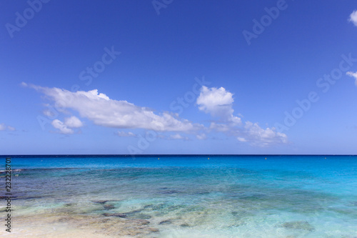 Ocean coast with white sandy coast and turquoise colorful waters