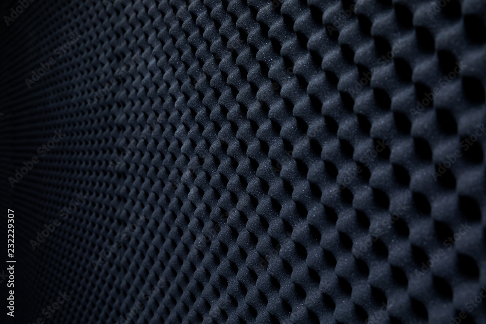 Soundproof wall in sound studio, background of sound absorbing sponge Soundproof wall in sound studio, background of sound absorbing sponge