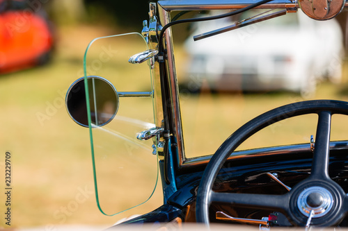 detail of a classic car at a vintage car rally