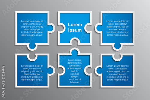 The Puzzle Infographics. Jigsaw Six Steps Puzzle.