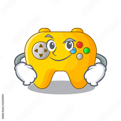 Smirking Video game controller shaped on charcter