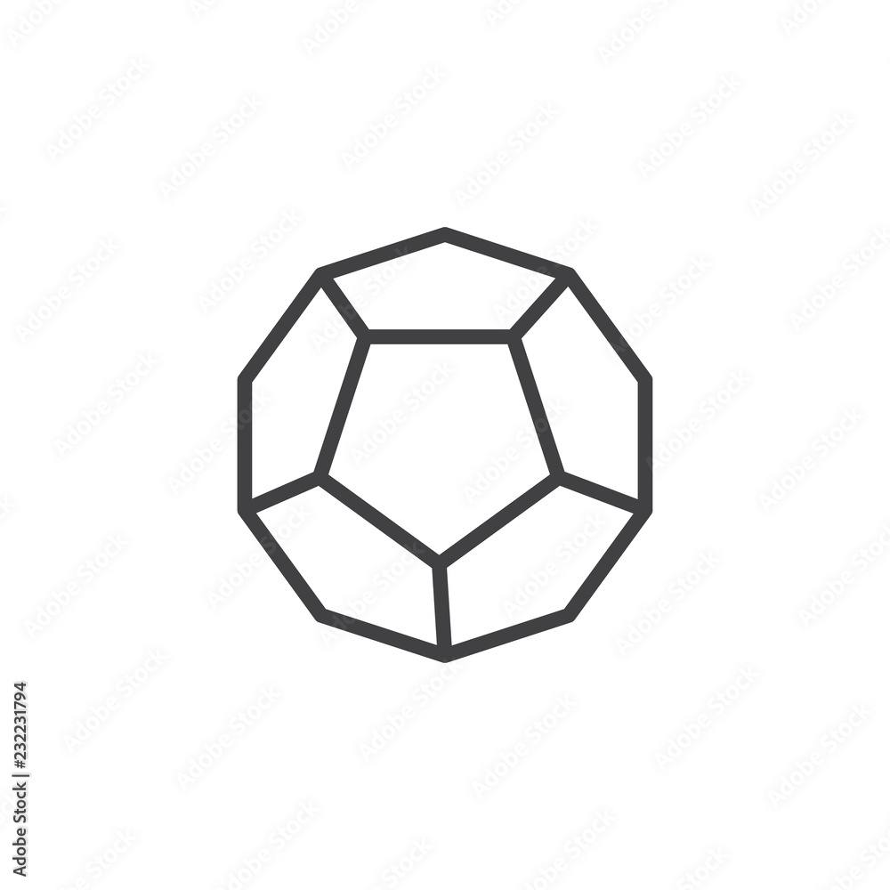 Crystal outline icon. linear style sign for mobile concept and web design. Dodecahedron geometric shape simple line vector icon. Symbol, logo illustration. Pixel perfect vector Crystal outline icon. linear style sign for mobile concept and web design. Dodecahedron geometric shape simple line vector icon. Symbol, logo illustration. Pixel perfect vector