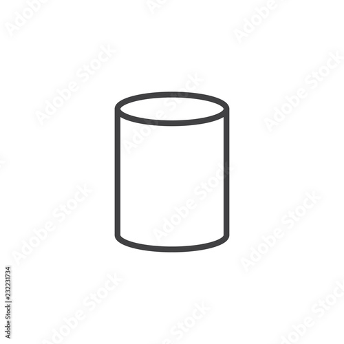 Cylinder geometrical figure outline icon. linear style sign for mobile concept and web design. Cylinder geometric shape simple line vector icon. Symbol logo illustration. Pixel perfect vector graphics photo