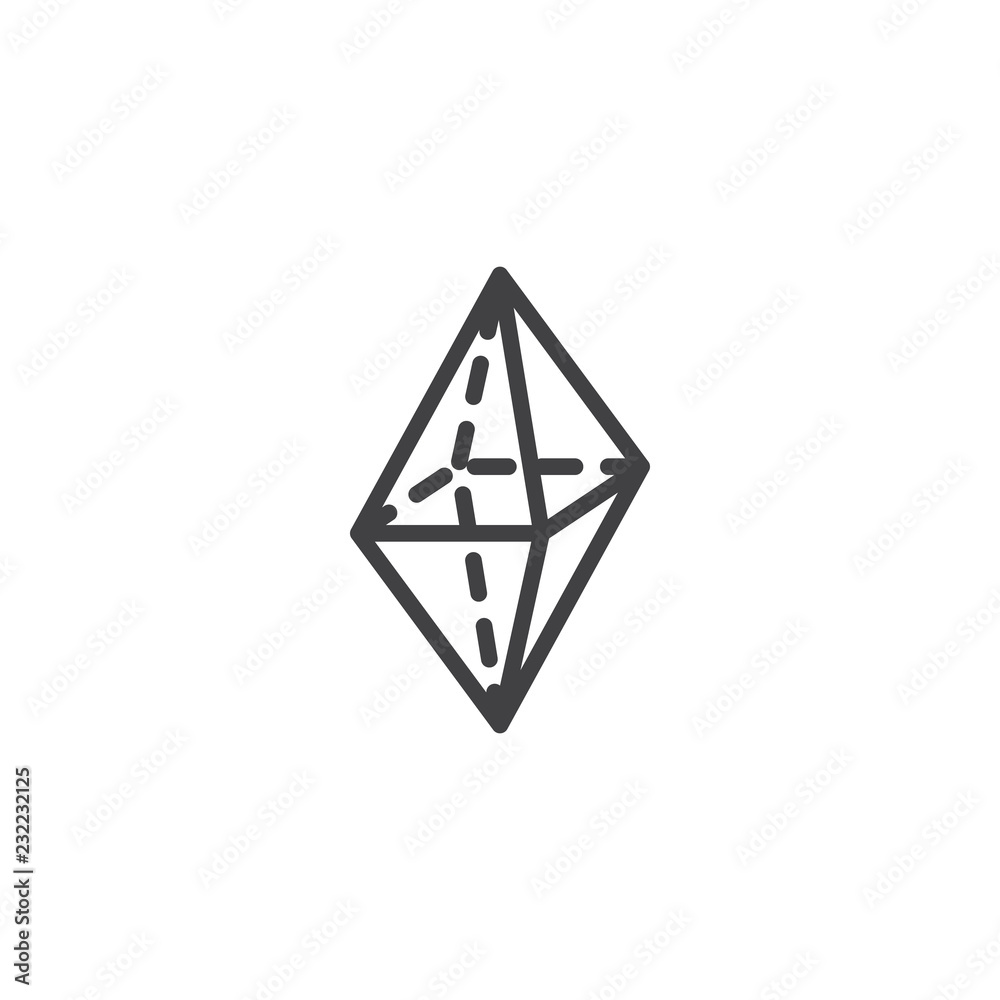 Octahedron geometrical figure outline icon. linear style sign for mobile concept and web design. Triangle octahedron geometric shape simple line vector icon. Symbol, logo illustration. Pixel perfect Octahedron geometrical figure outline icon. linear style sign for mobile concept and web design. Triangle octahedron geometric shape simple line vector icon. Symbol, logo illustration. Pixel perfect