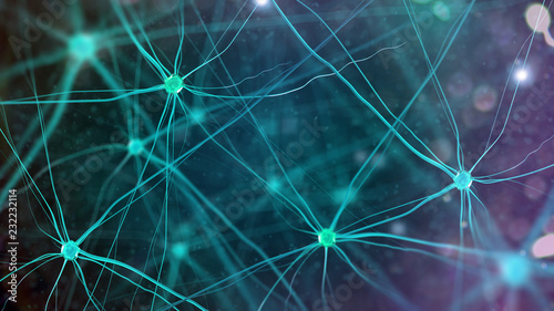 Neurons in the brain on white background (3d illustration)