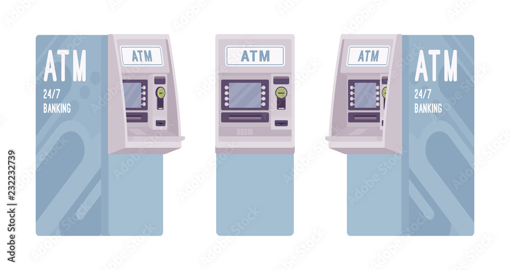 Automated teller machine in a light blue color Automated teller machine in a light blue color