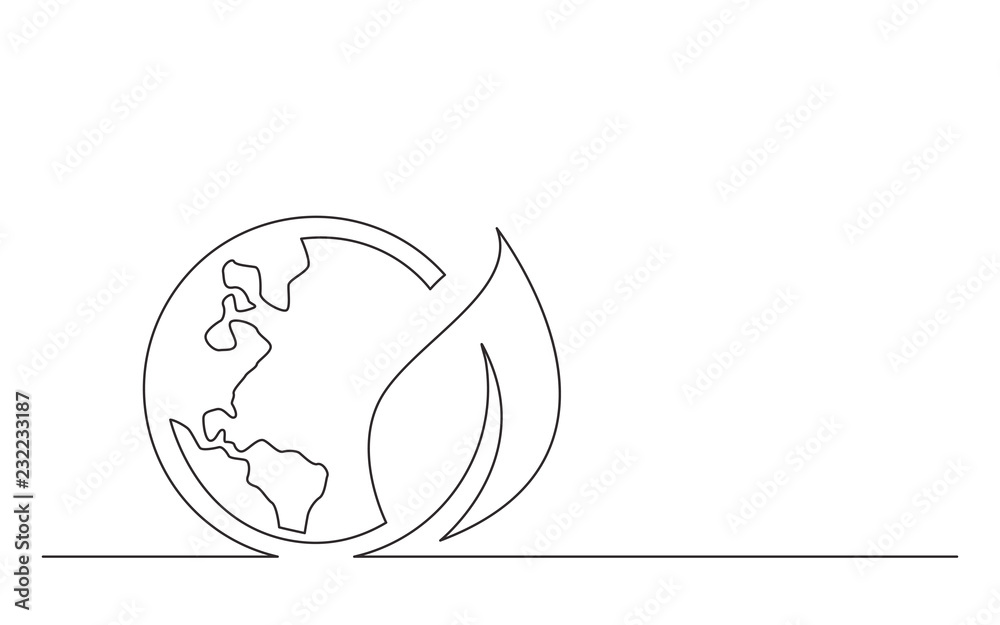 continuous line concept sketch drawing of green energy planet earth symbol continuous line concept sketch drawing of green energy planet earth symbol