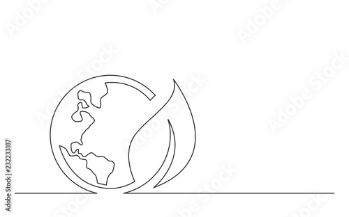 continuous line concept sketch drawing of green energy planet earth symbol