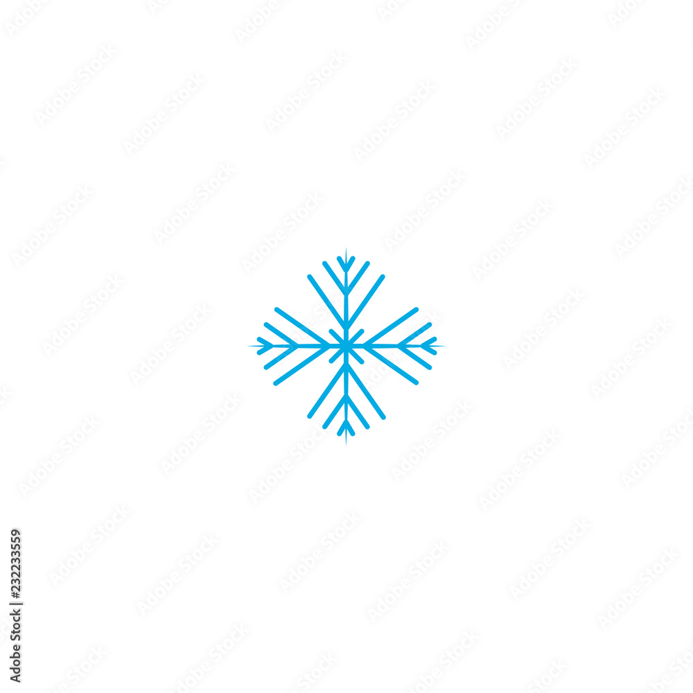 Vector illustration. Snowflake Icon. Blue Snowflake isolated on white background.