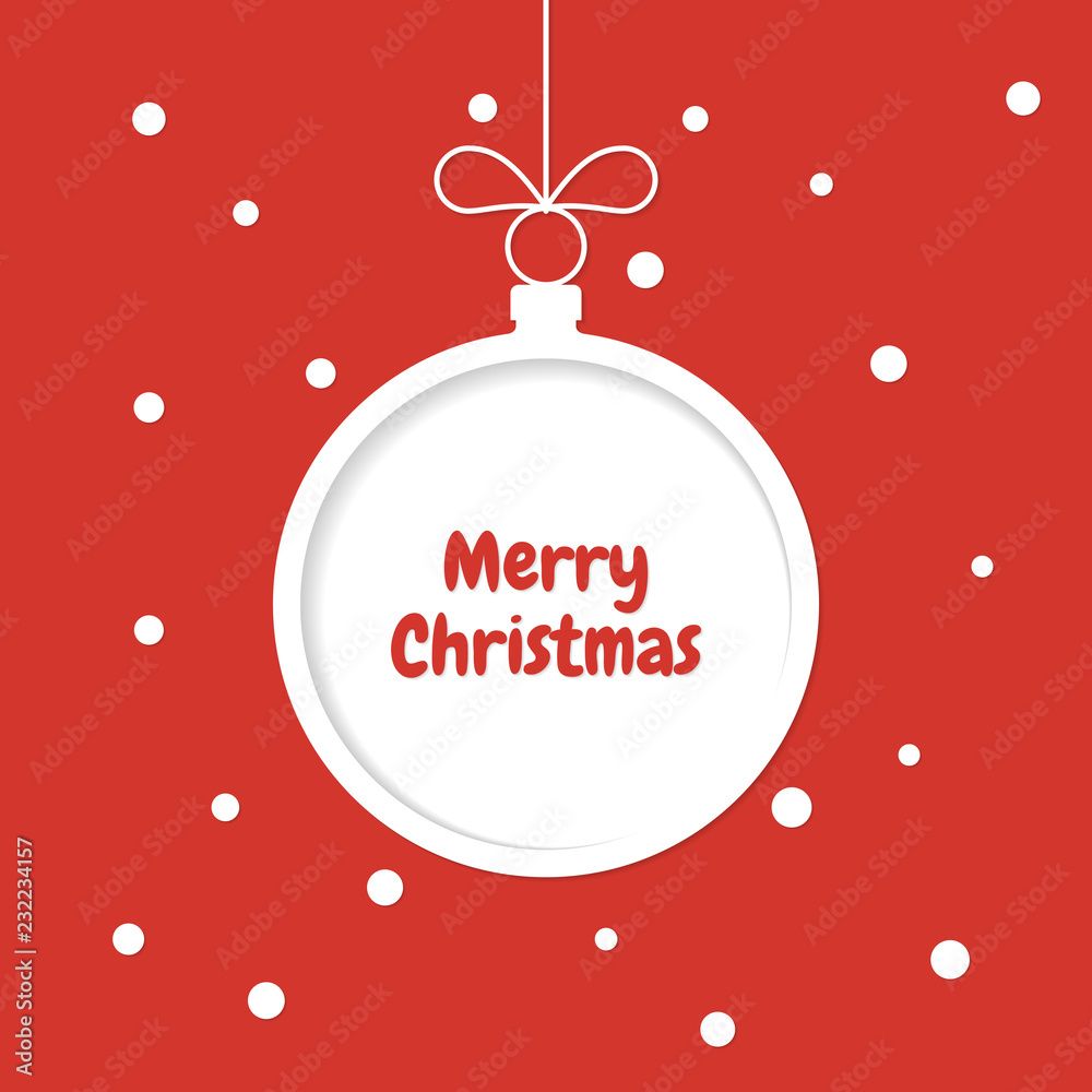 Naklejka premium Christmas greeting card background. Xmas ball white silhouette