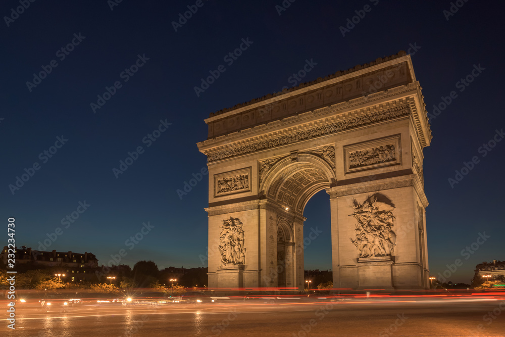 Arch of Triumph on the star place square. Paris, France