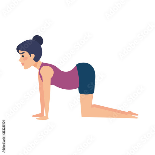 woman practicing yoga position