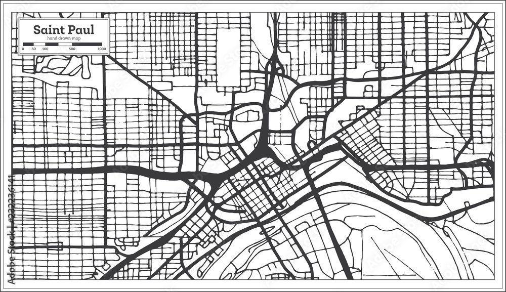 Obraz premium Saint Paul Minnesota USA City Map in Retro Style. Outline Map.