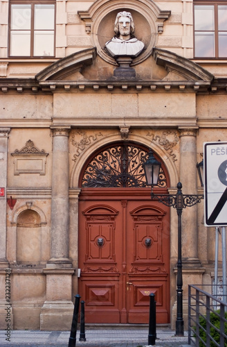 The front door of the house. Prague, Czech Republic photo