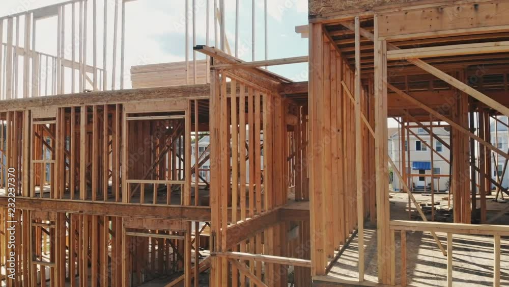New construction framing stick built house with frame New construction framing stick built house with frame