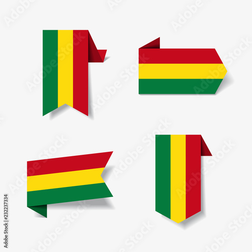 Bolivian flag stickers and labels. Vector illustration.