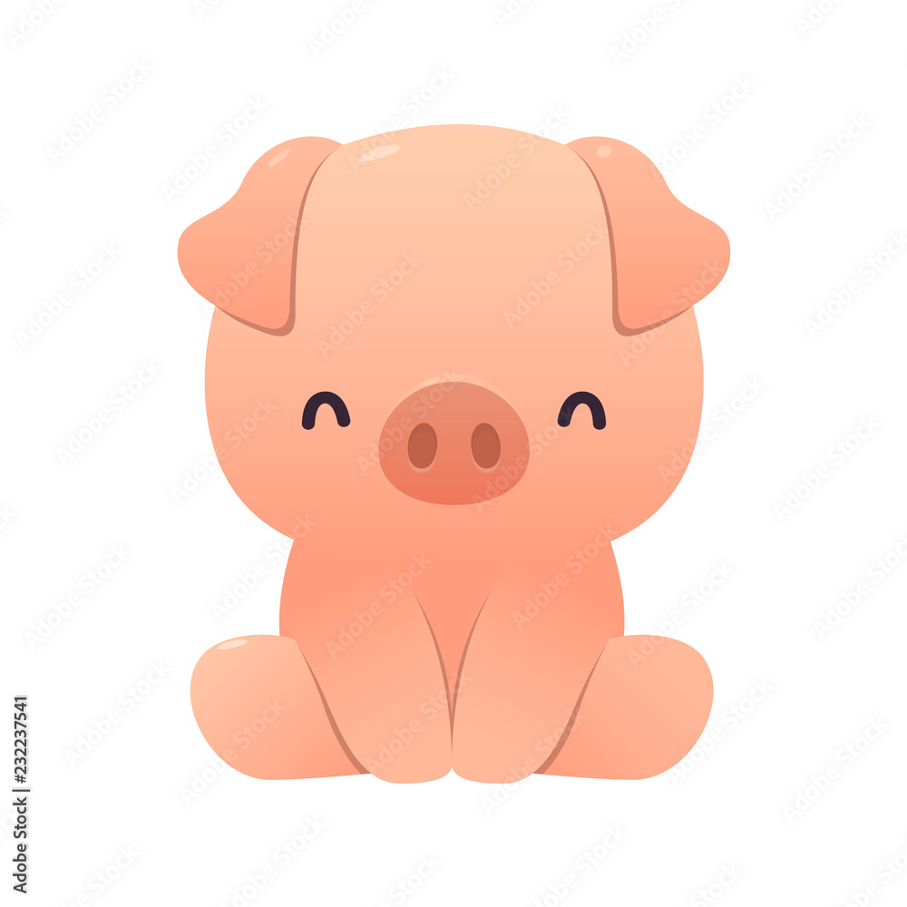 Vector illustration of cute pig cartoon sitting on white background Vector illustration of cute pig cartoon sitting on white background