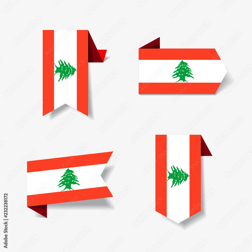 Lebanese flag stickers and labels. Vector illustration. Lebanese flag stickers and labels. Vector illustration.