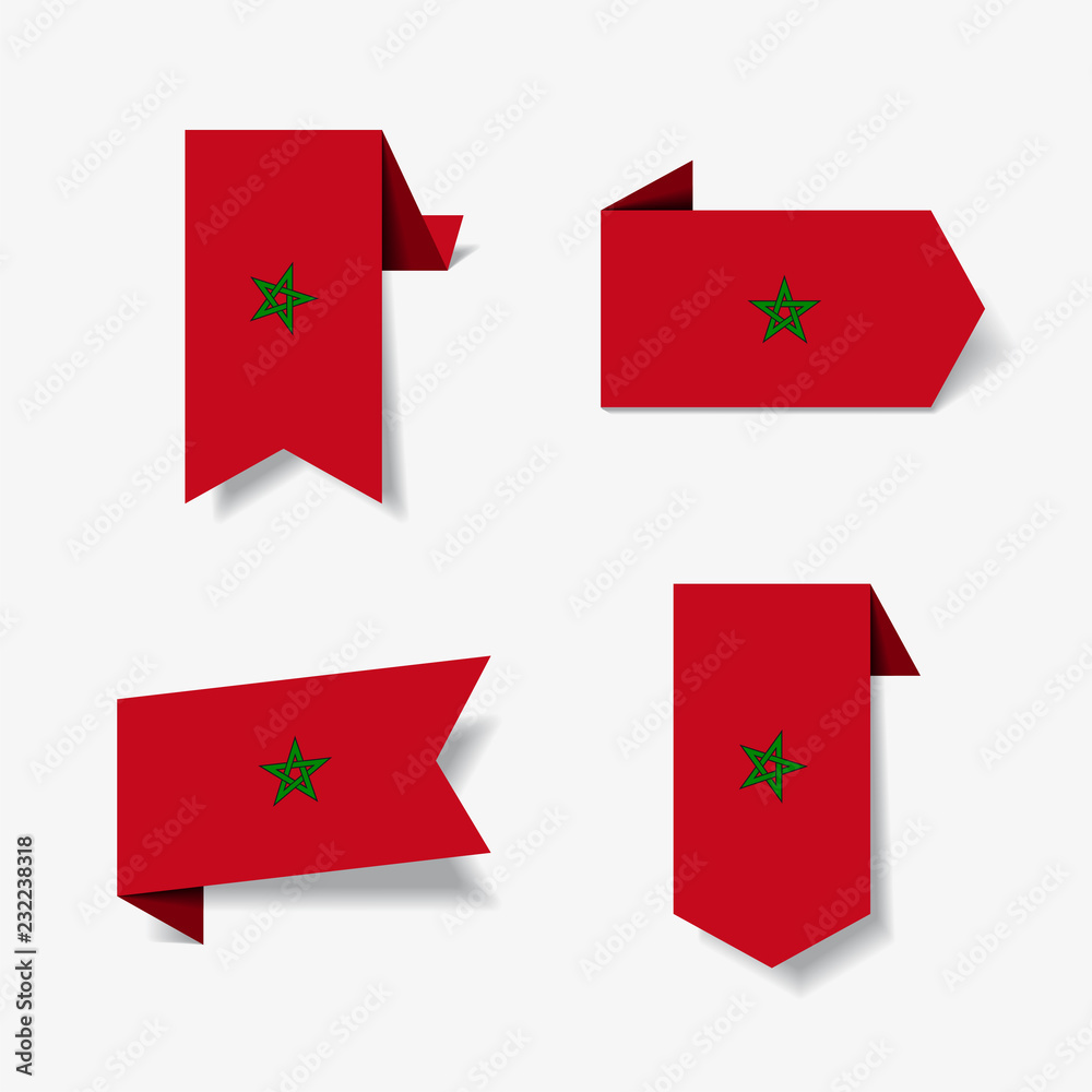 Moroccan flag stickers and labels. Vector illustration. Moroccan flag stickers and labels. Vector illustration.