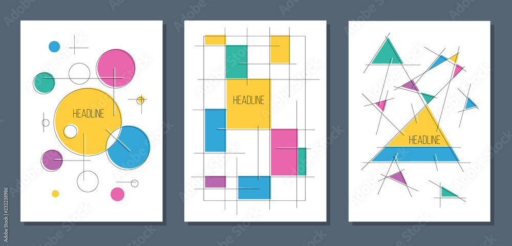 Fototapeta premium modern vector business magazine,brochure, leaflet, flyer cover template with geometrical abstract lines, circles and triangles