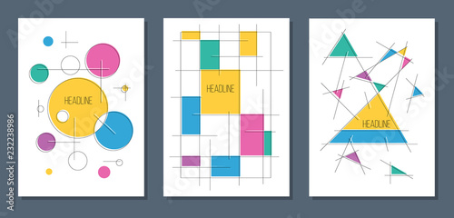 modern vector business magazine,brochure, leaflet, flyer cover template with geometrical abstract lines, circles and triangles