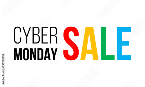 cyber monday sale, black and colorful vector text on white background
