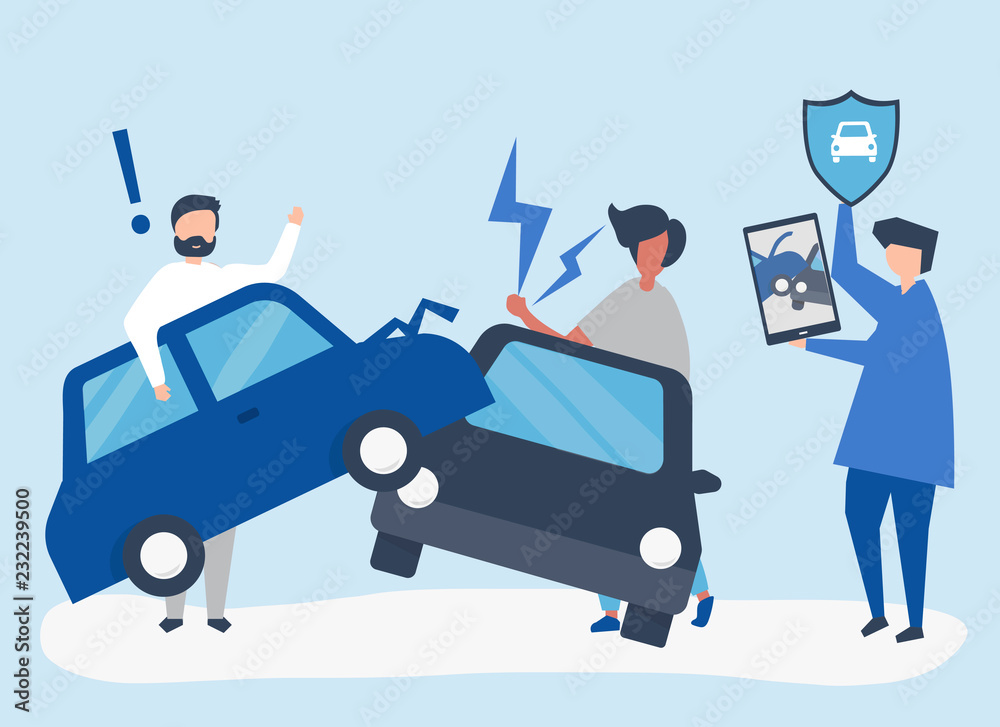 An insurance agent resolving a car accident An insurance agent resolving a car accident