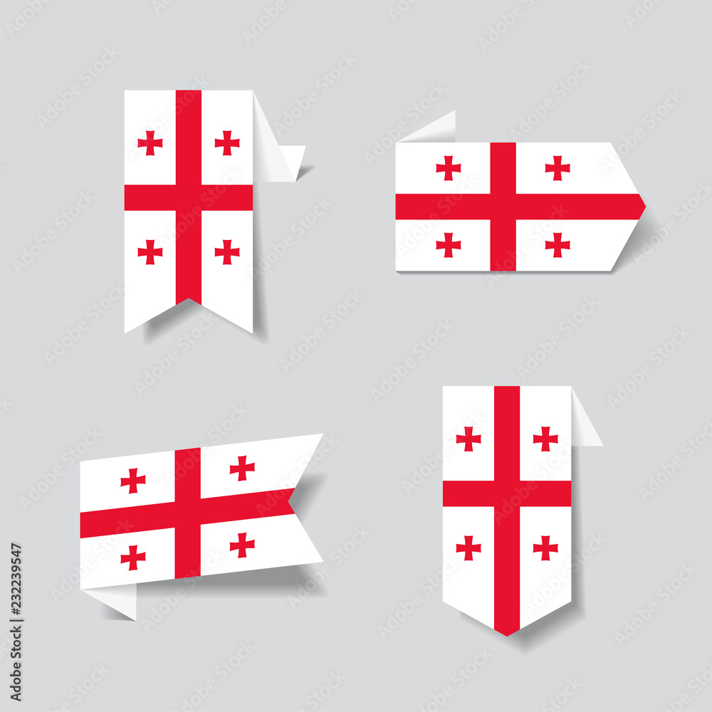Georgian flag stickers and labels. Vector illustration.