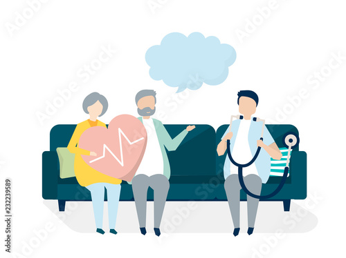 Senior people getting a checkup at a hospital