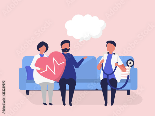 Senior people getting a checkup at a hospital
