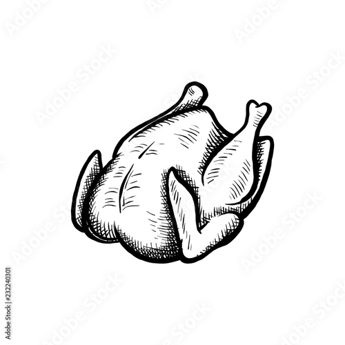 Hand drawn chicken logo design inspiration - chicken dinner vector